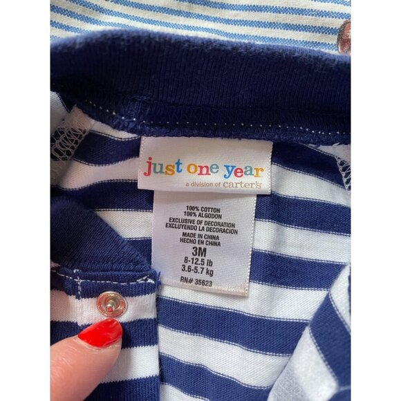 Just One Year by Carter's Baby Boy's Striped Race Car Romper - 3M - Picture 3 of 3